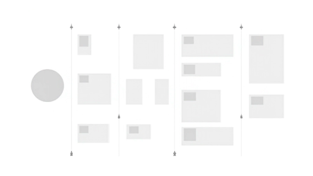 Grelha de espaçamento mostrando uma escala de margem e preenchimento consistente aplicada a vários elementos