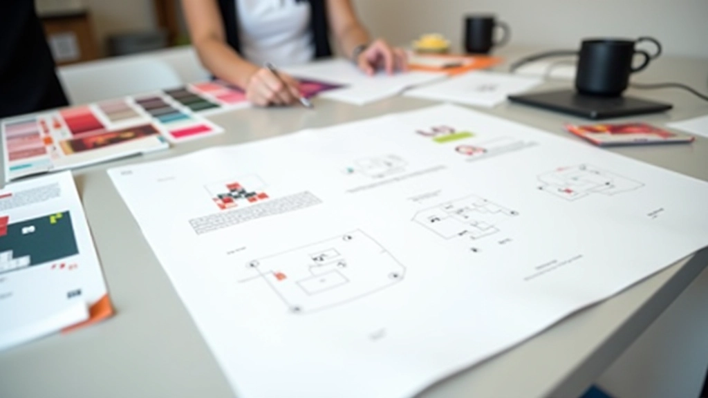 Processo de design iterativo com sketches, digital mockups e versões refinadas de identidade visual