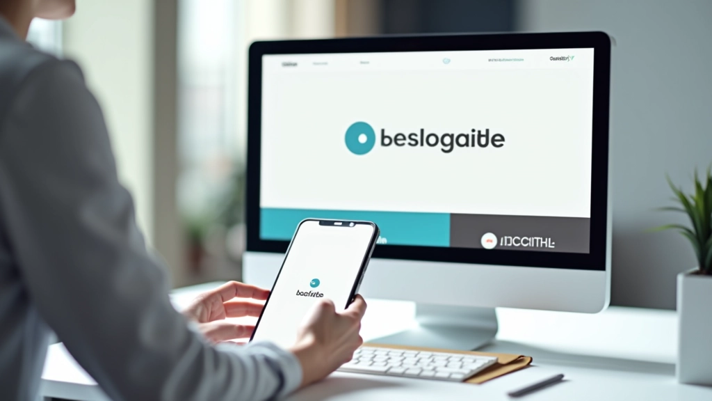 Telemóvel e computador lado a lado mostrando como o logótipo se adapta a diferentes tamanhos de ecrã e dispositivos