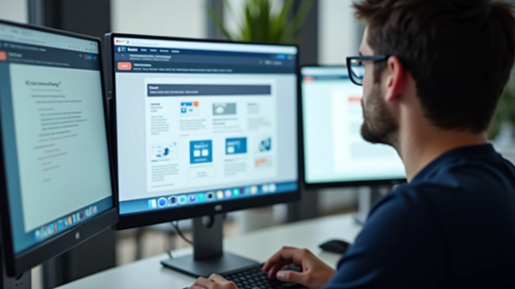 Ecrã mostrando diferentes páginas web com paleta de cores consistente e tipografia alinhada